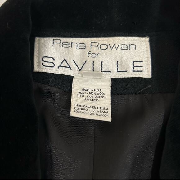 Rena Rowan For Saville Black Wool Velvet Collar Blazer, Size 4 - Picture 15 of 16